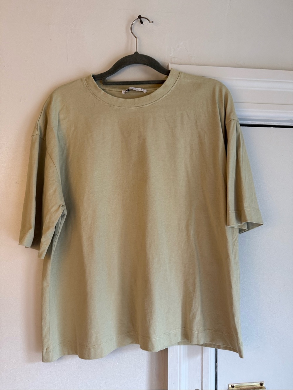 Zara Women's Short Sleeve Crewneck Tee - Light Olive
